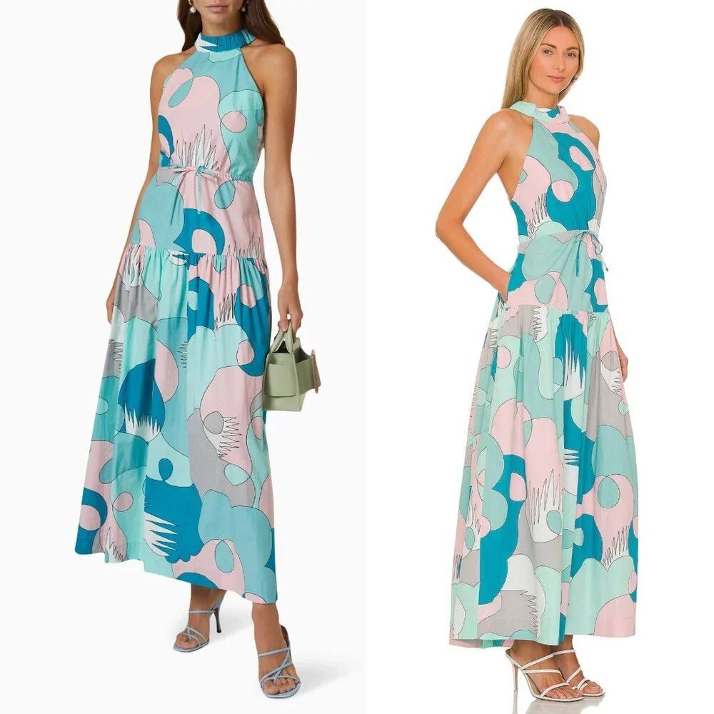 Free People SWF Highneck Cross Back Midi Dress Size Small $399 - Picture 13 of 16